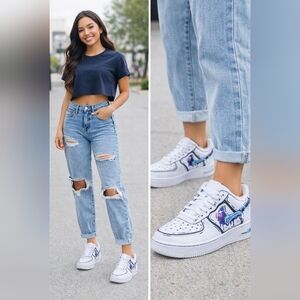 Custom Nike Air Force 1 '07 Galaxy Drip – Hand Painted – One of a Kind